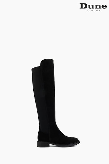 Dune London Text Under The Knee 50/50 Black Boots (615354) | £200