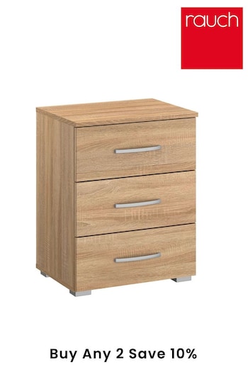 Rauch Oak Cameron 3 Drawer Bedside Table (615475) | £199