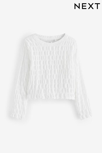 White Long Sleeve Textured T-Shirt (3-16yrs) (615635) | £9 - £14