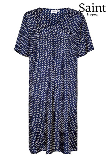 Saint Tropez Blue Aida Short Sleeve Knee Length Dress (615669) | £50