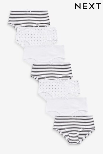 Black/White/Spot & Stripe 7 Pack Hipster Briefs (2-16yrs) (615844) | £11.75 - £15.75