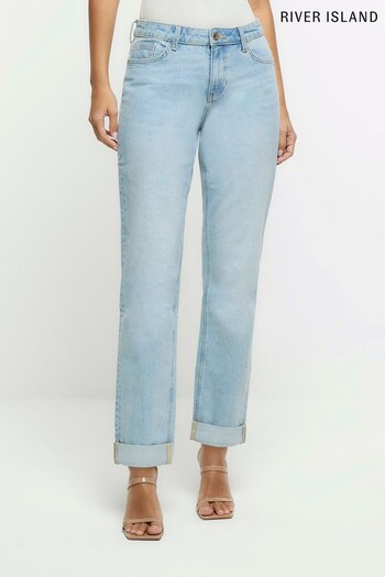 River Island Blue Light Relaxed Fit Girlfriend Jeans (615932) | £35