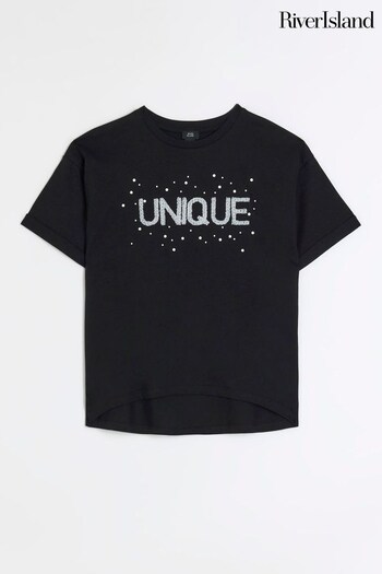 River Island Black Girls Unique Graphic T-Shirt (616015) | £15