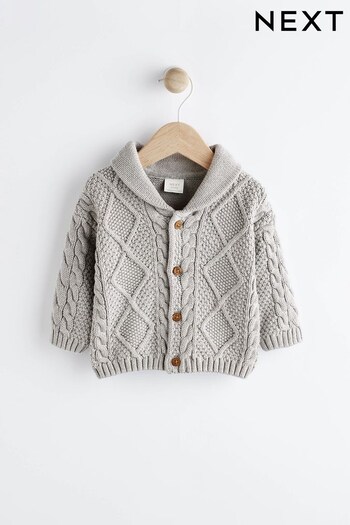 Grey Baby Cable Knitted Cardigan (0mths-2yrs) (616158) | £15 - £17