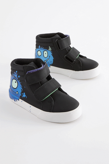 Black Glow In The Dark Monster Standard Fit (F) Warm Lined Touch Fastening Boots (616588) | £25 - £29