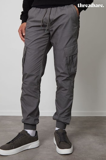 Threadbare Grey Cotton Slim Fit Cuffed Cargo Trousers (616720) | £30