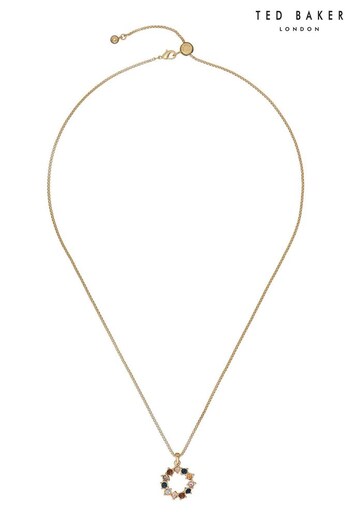 Ted Baker CRESAR: Gold Tone Crystal Hoop Pendant Necklace For Women (616725) | £40