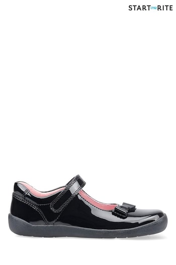 Start-Rite Giggle Riptape Black Leather School Shoes Wide Fit (617061) | £40
