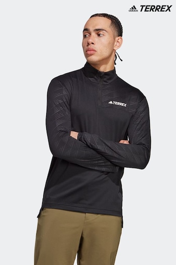 adidas fashion Terrex Khaki Green Half Zip Long Sleeve Fleece (617066) | £60