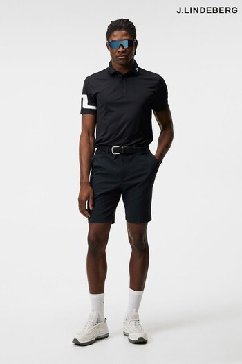 J.Lindeberg Black Heath Regular Fit Golf Polo Shirt (617081) | £55