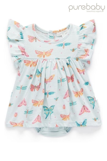 Purebaby Blue Butterfly Bodysuit Dress (617183) | £25