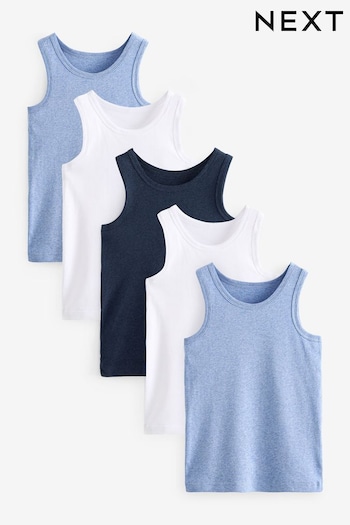 Blue Organic Cotton Vests 5 Pack (1.5-16yrs) (617370) | £11.50 - £16