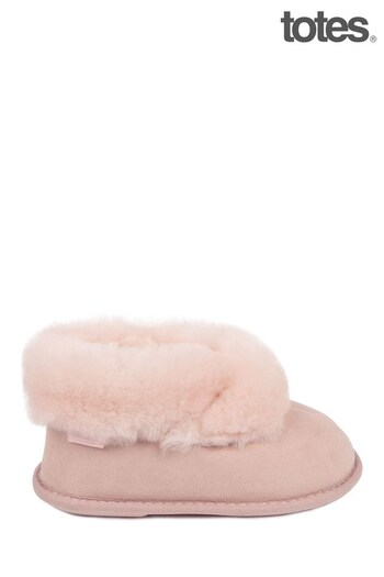 Totes logo Pink Childrens Classic Sheepskin Slippers (617544) | £45