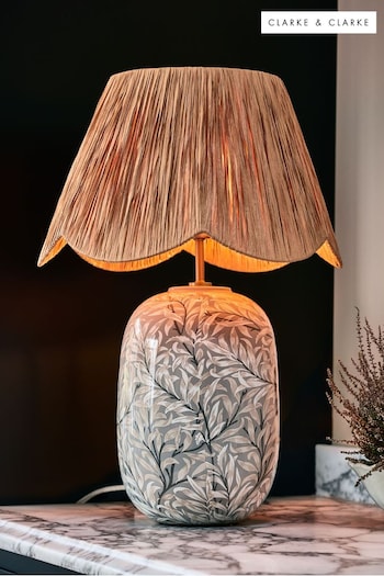 Clarke and Clarke Natural Willow Boughs Scalloped Table Lamp (617627) | £145
