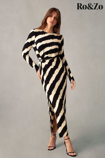 Ro&Zo Bold Stripe Twist Detail Jersey Dress (617750) | £99