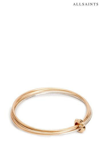 AllSaints Gold Tone Pyramid Bangle Bracelet (617873) | £49