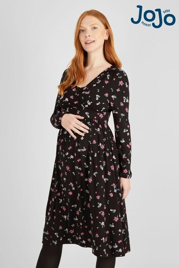 JoJo Maman Bébé Black Maternity & Nursing Wrap Dress (617927) | £22