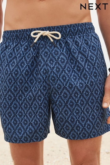 Navy Blue Relaxed Fit Printed Swim Key Shorts (617937) | £18