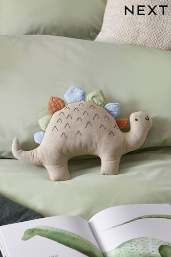 Natural Embroidered Dinosaur Toy Cushion (618206) | £14