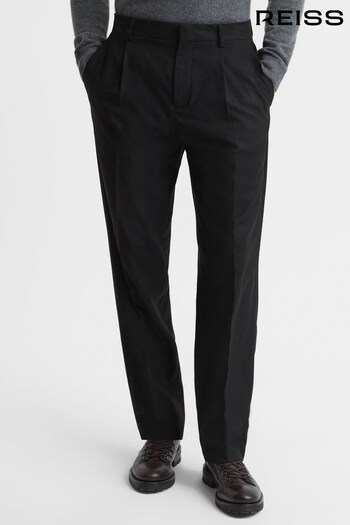 Reiss Black Lounge Slim Fit Flannel Back Trousers (618342) | £148