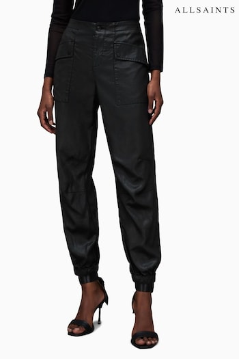 AllSaints Black Val Coated Trousers (618357) | £129