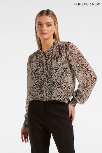 Forever New Animal Finley Printed Long Sleeve Tunic Top (618584) | £55