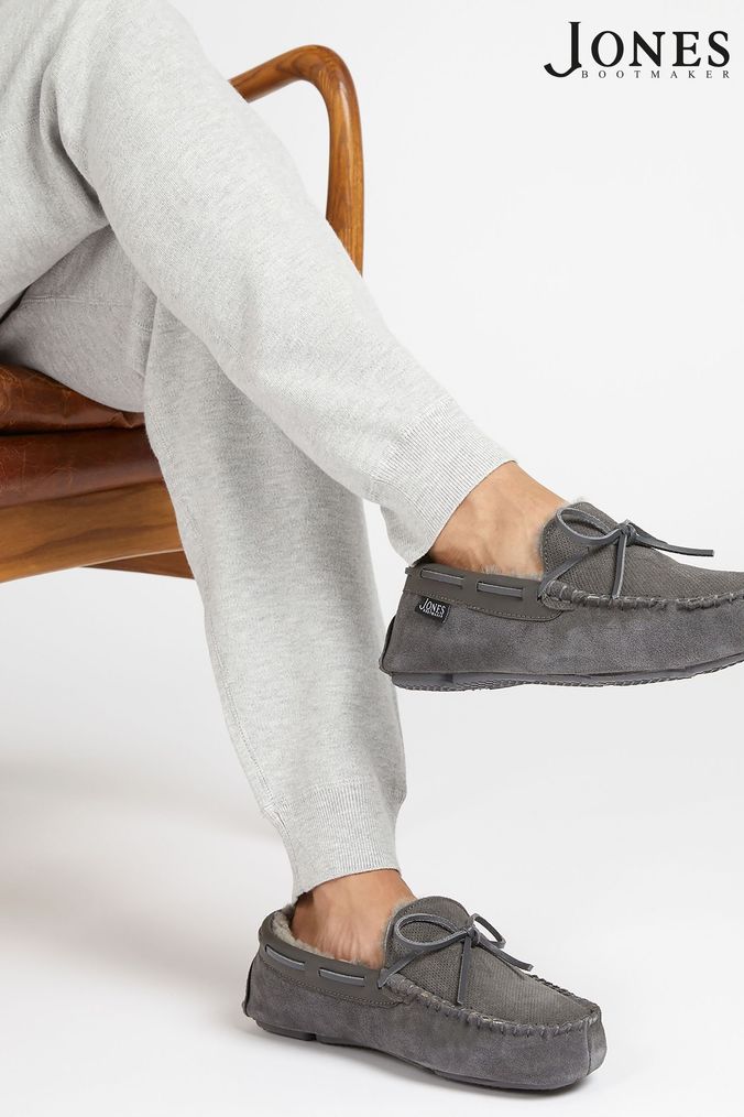 Mens grey moccasin slippers store