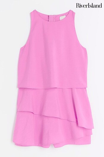River Island Pink Girls Frill Layered Playsuit (618813) | £25
