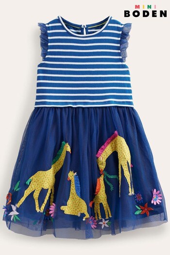 Boden Blue Tulle Mix Appliqué Dress (618840) | £37 - £42