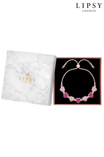 Lipsy Jewellery Rose Gold Pink Heart Bracelet - Gift Boxed (618941) | £25