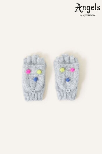 Accessorize Grey Pom-Pom Capped Gloves (618978) | £10