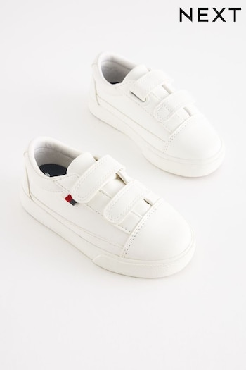 White Standard Fit (F) Strap Touch Fastening Shoes (619138) | £14 - £18