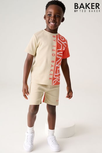 Baker by Ted Baker Orange Colourblock T-Shirt And Shorts Set (619220) | £28 - £35