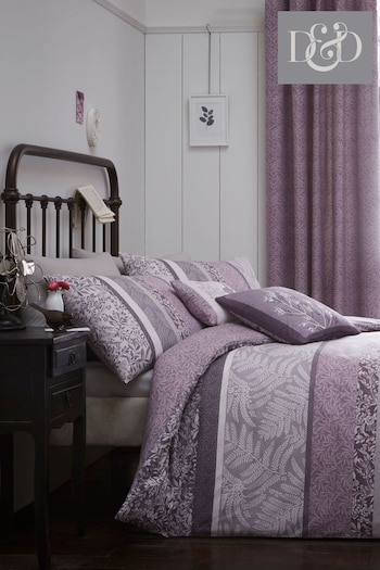 D&D Purple Hanworth Panel Stripe Duvet Cover And Pillowcase Set (619267) | £18 - £35