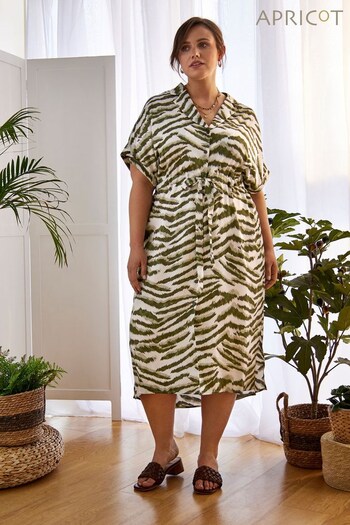 Apricot Green/White Tie Dye Tiger Drawstring Midi Dress (619274) | £39