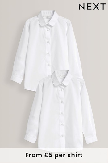 White 2 Pack Long Sleeve Curved Collar School Shirt (3-16yrs) (619365) | £10 - £15.50