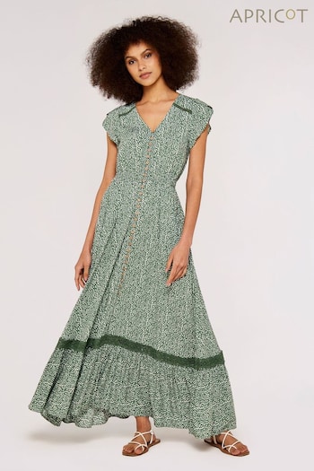 Apricot Green Mini Dot Crochet Maxi Dress (619503) | £45