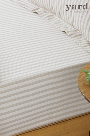 The Linen Yard Natural Beige Hebden Striped Fitted Sheet (619651) | £17 - £22