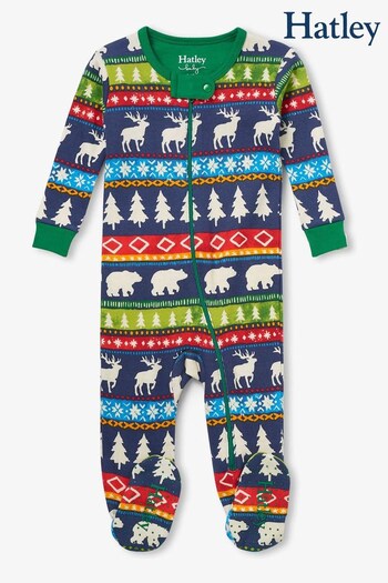 Hatley Navy Blue Painted Fair Isle Footed All In One (619782) | £28