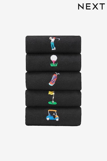 Black Golf Embroidered Socks (620014) | £14