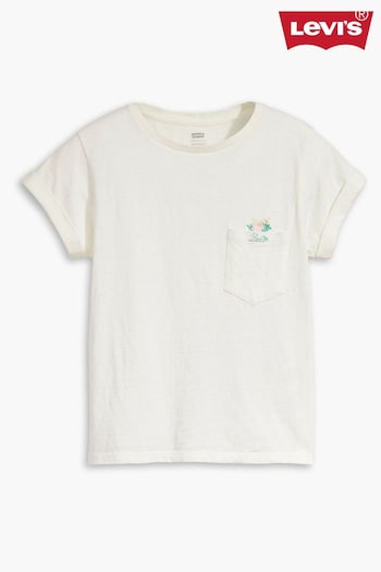 Levi's Hibiscus Peek Cloud Dancer Levi's DR Margot Pocket T-Shirt (620084) | £30