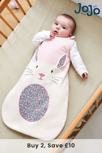 JoJo Maman Bébé Pink Pink Stripe Appliqué Bunny 2.5 Tog Baby Sleeping Bag (620108) | £32