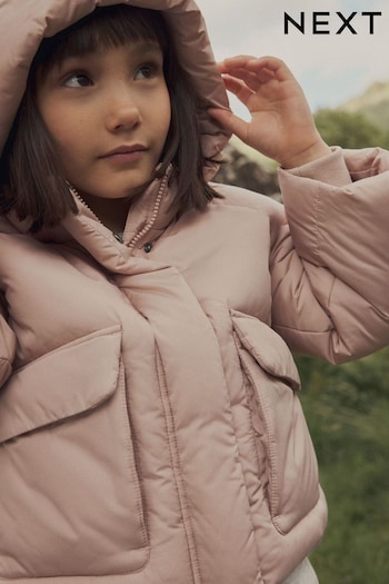 Pink Shower Resistant Crop Padded Coat (2-16yrs) (620247) | £30 - £40