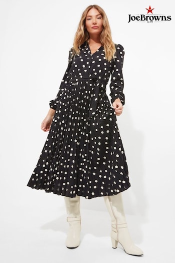 Joe Browns Black Polly Spot Pleat Dress (620255) | £65