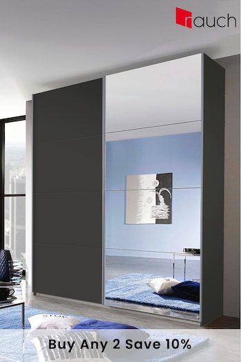 Rauch Dark Grey Cameron 1.81m Glass Sliding Semi-fitted Wardrobe (620278) | £650