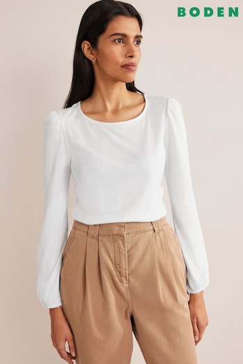 Boden White Supersoft Long Sleeve Top (620307) | £30