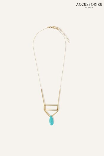 Accessorize Blue Long Stone Pendant Necklace (620313) | £14