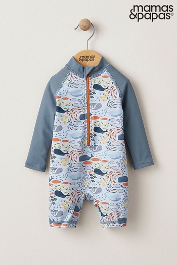 Mamas & Papas Blue Whale Print Long Sleeve Rashsuit (620451) | £19