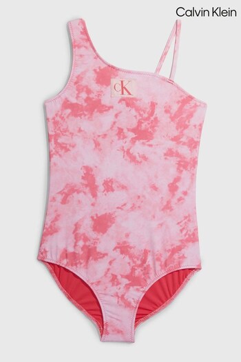 Calvin Baseball Klein Girls Pink One Shoulder Swimsuit (620604) | £55