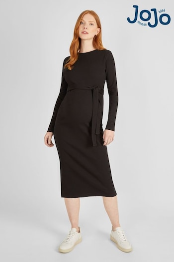 JoJo Maman Bébé Black Ribbed Jersey Maternity Dress (620705) | £36